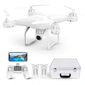 Potensic Drone GPS T25 FPV Hélicoptère Caméra 120° Grand Angle Réglable HD 2K Télécommande 9-axe Gyro Fonction ( Deux Batterie+Valise de Transport)